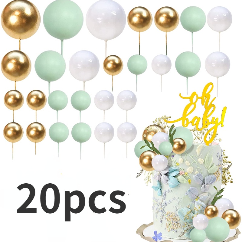 [New] 10pcs Tiffany Blue Ball Cake Decoration Golden Ball Macaron Color Cake Ball Color Ball Baking Decoration Accessories Cake Ball Decoration