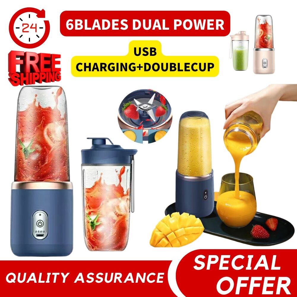 New 400ML Portable Juicer 6 Blades Blender Mixer Wireless USB Charging Fully Automatic Ice Crushing Household 榨汁机