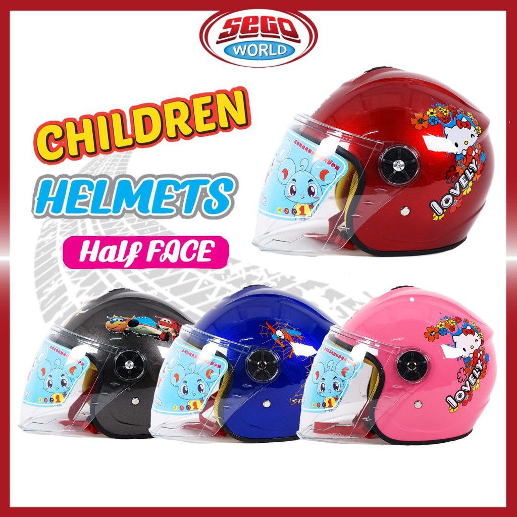 [New Arrival] Helmet Motorcycle for Big Kid Half Face Plain Colour Topi Keledar Kanak Kanak