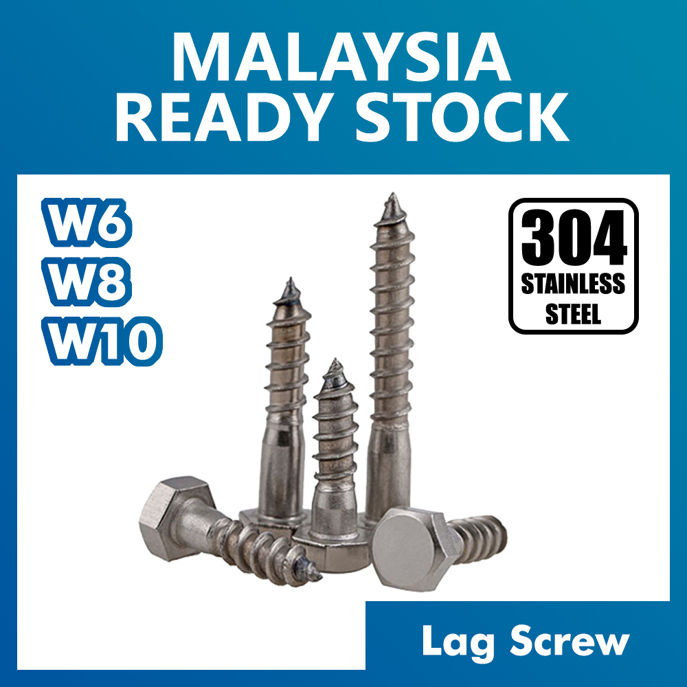 [New Arrival] Lag Screw W6 W8 W10 DIN571 | 304 Stainless Steel | Anchoring Beams | Connecting Heavy Timber