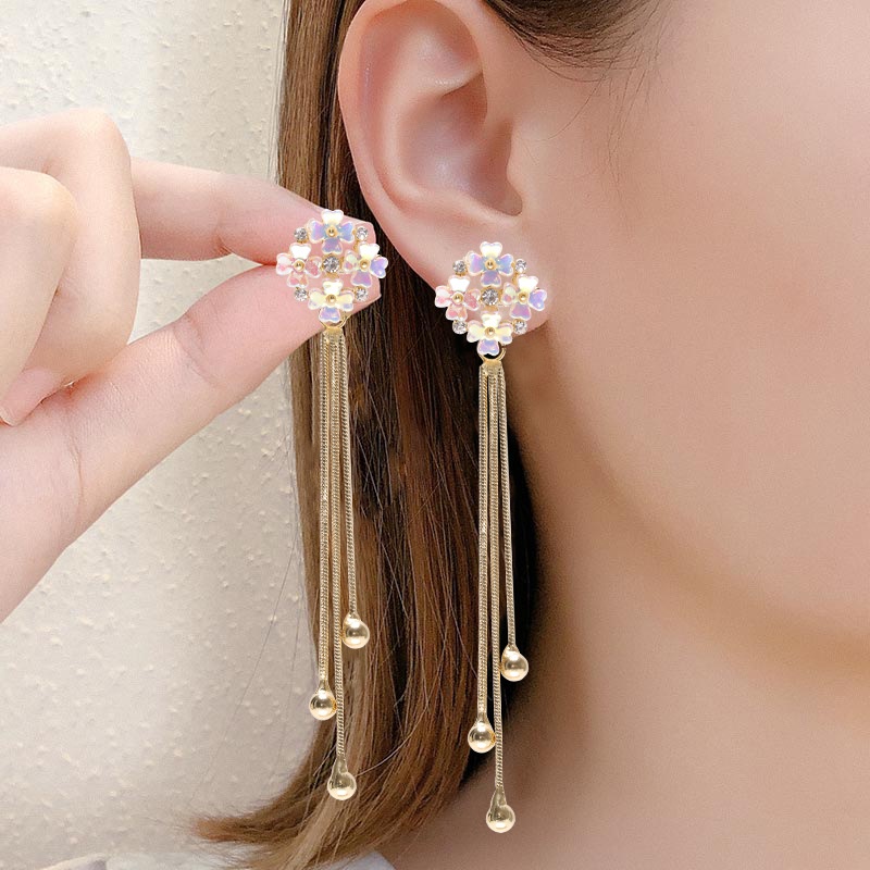 耳环耳環New Fashion Korean Long Dangle Earrings For Women Full Crystal Pearl Tassel Drop Earring Vintage Gold Brincos Jewelry