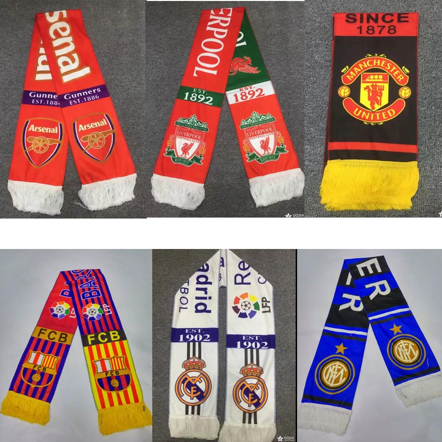 New Liverpool Arsenal Barcelona Real Madrid Juventus Milan Bayern Manchester United Club Plush scarf Scarves