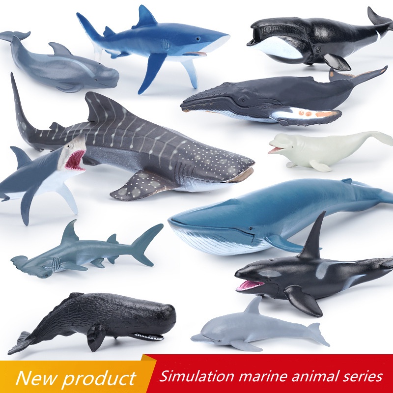 New product simulation marine animal model seabed biological plastic shark dolphins whale model children's toys