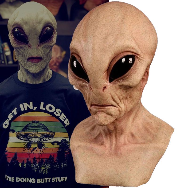 [New Style] Alien Full Face Mask Men Women Funny Scary Horror Headgear Masquerade Party Tik Tok Halloween Merchandise Props VEZQ