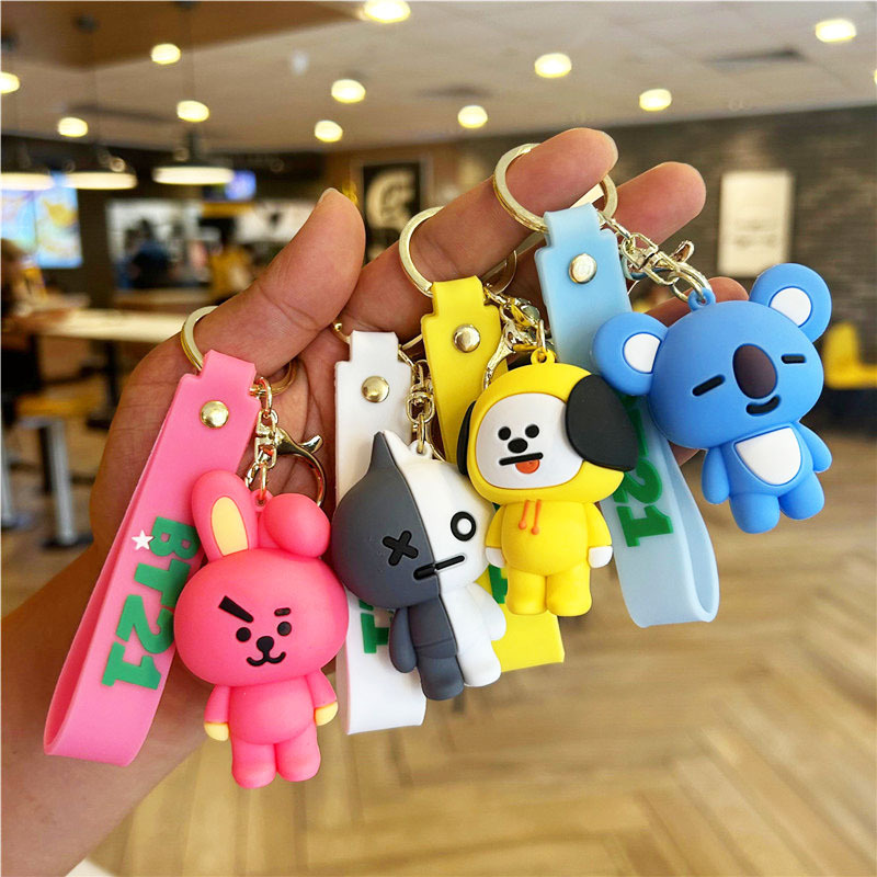 New Style Korean Youth League Humanoid Cartoon Keychain Car Keychain Merchandise Same Style BTS Doll Pendant