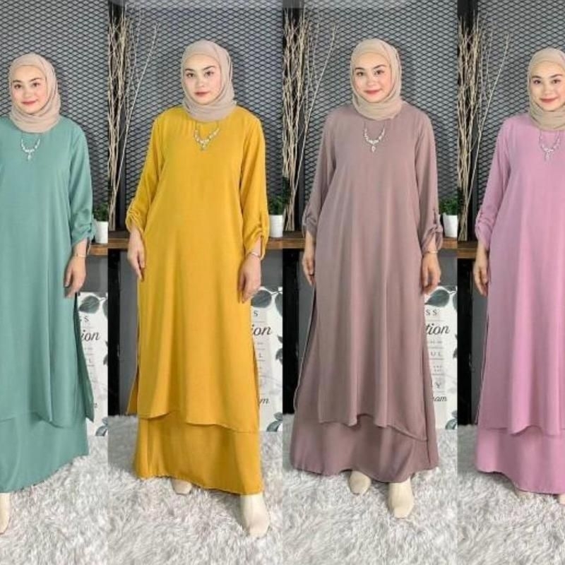 New Suit Set Bella Baju Muslimah Fashoin Women Clothing Set Skirt Ironless