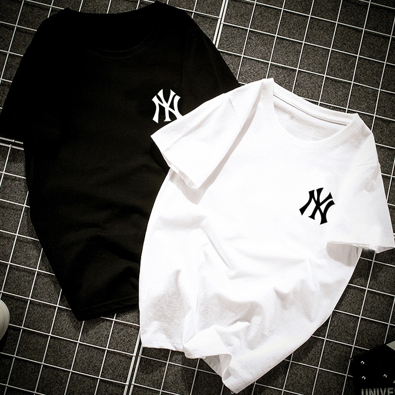 New York Yankees Female male cotton fashion New York Yankees T-shirt Women's short-sleeved T-shirt black white new summe