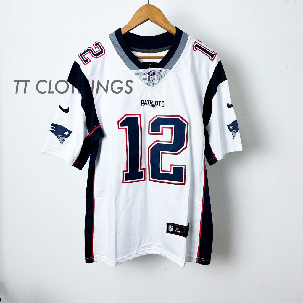 NFL American Football Premium Jersey Rugby Tom Brady #12 Patriots White Embroidery Jersey Shirt Plus Size Men