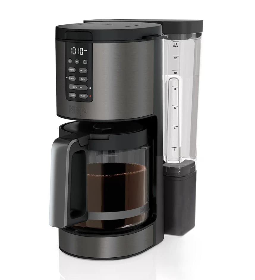 Ninja DCM201 14-Cup XL Coffee Maker PRO, 2 Brew Styles Classic & Rich, 4 Program Small Batch, Delay Brew, Freshness Timer & Keep Warm, No Permanent Filter or Scoop Included (Black Stainless Steel)