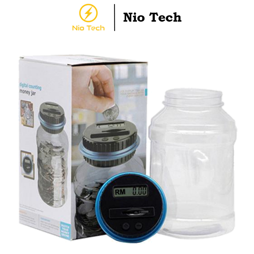 NioTech Tabung Duit Digital Piggy Bank Coin Savings LCD Counting Jar Gift Syiling Malaysia Coins (AAA Battery not inc.)