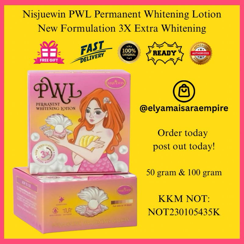 Nisjuewin PWL New Formulation 3x Extra Whitening [Free Brooch] Permanent Whitening Lotion [Ready Stock]