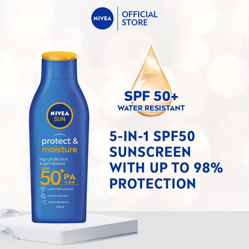 NIVEA Sun Protect & Moisture Lotion SPF50 PA+++ Sun Care Water Resistant (125ml/75ml)