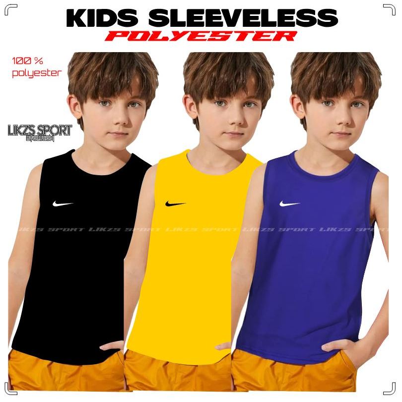 NK Kids Sleeveless Jersey 100% Polyester Thai Quality Football Futsal Soccer Running Hiking Badminton Hockey Singlet