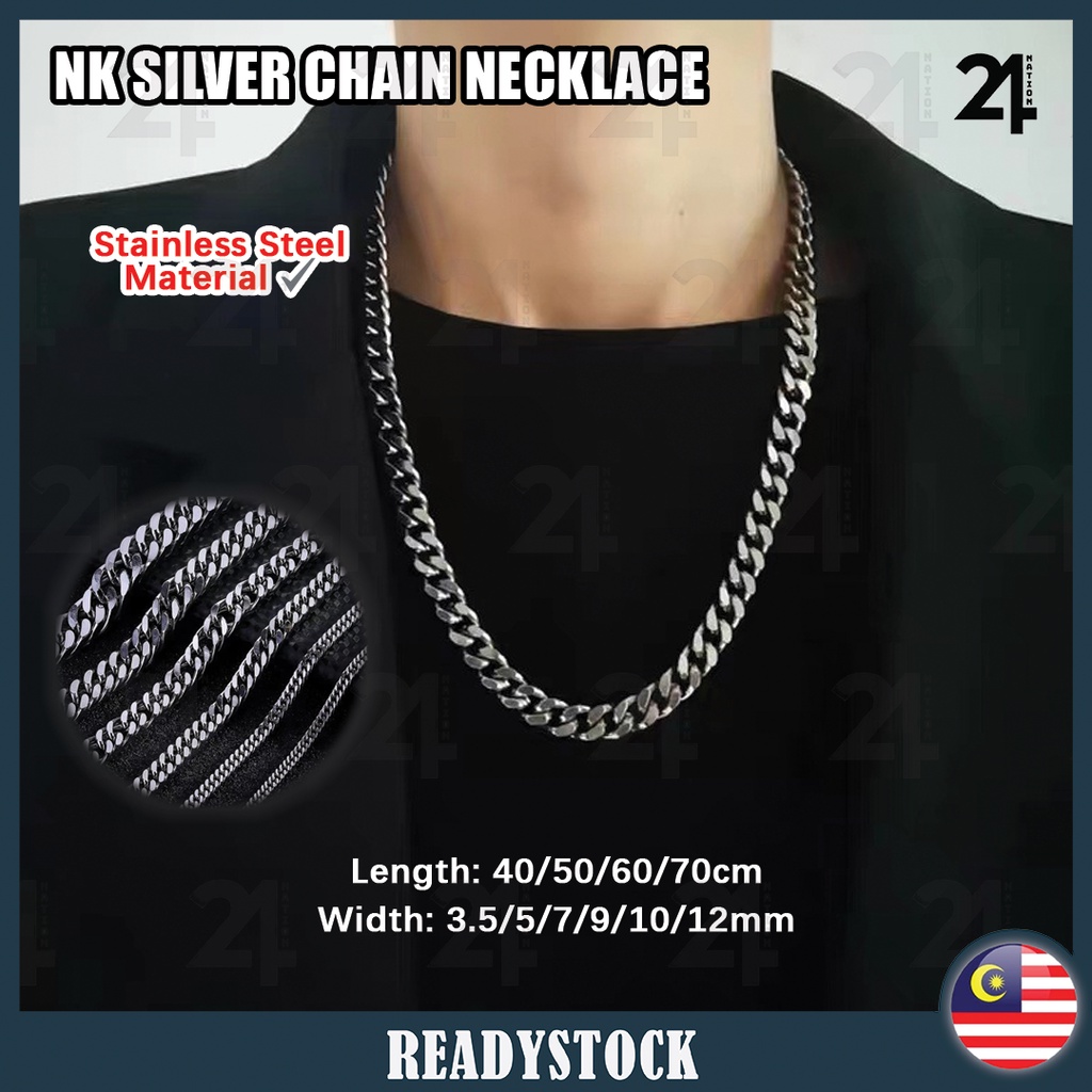 NK SILVER CHAIN Stainless Steel Necklace Men Women Hip Hop Style/Swag/Fashion/Punk/Rock/Cool Men Jewellery抖音潮流网红不锈钢项链男