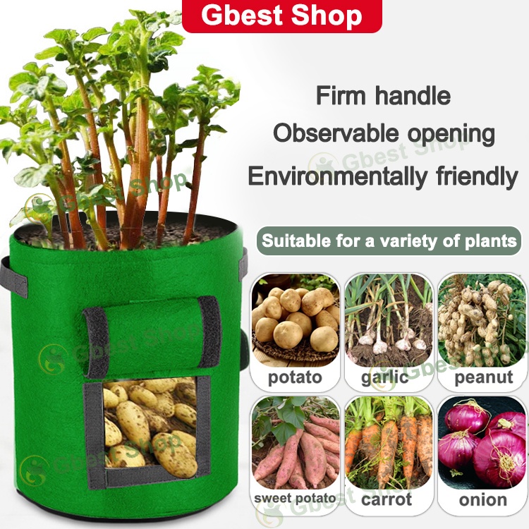 Non-Woven Potato Bag Plant Grow Bag Gardening Bags Flower Pots Compost Bin Vegetable Planting Box Tanam Pasu Bunga 土豆种植袋