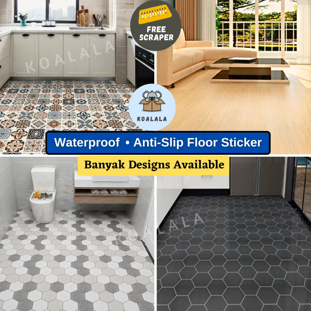 Non Slip Wallpaper Flooring Tile reform Kitchen Sticker Self Adhesive Waterproof Wallpaper Lantai Dapur Floor Sticker