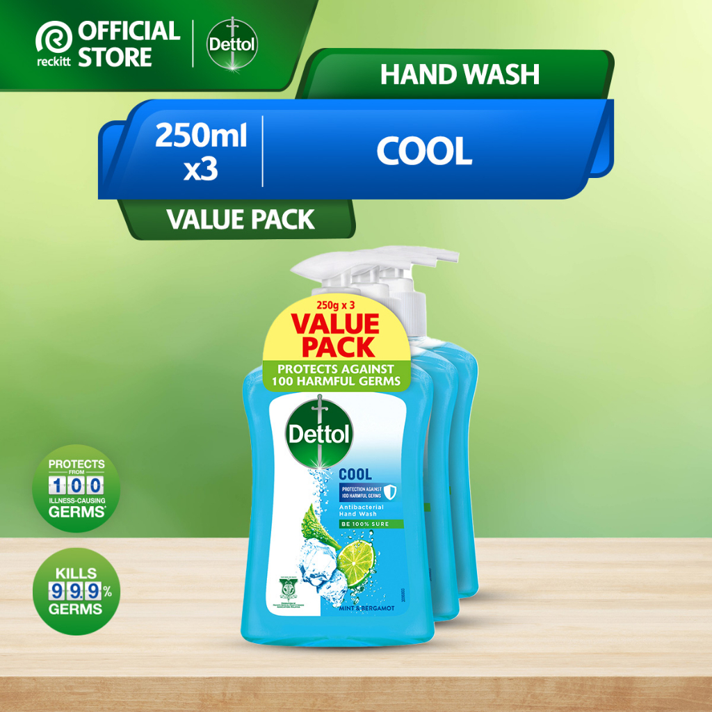 [NOT FOR SALE] Dettol Antibacterial Hand Wash 250ml x3 Value Pack (Cool)