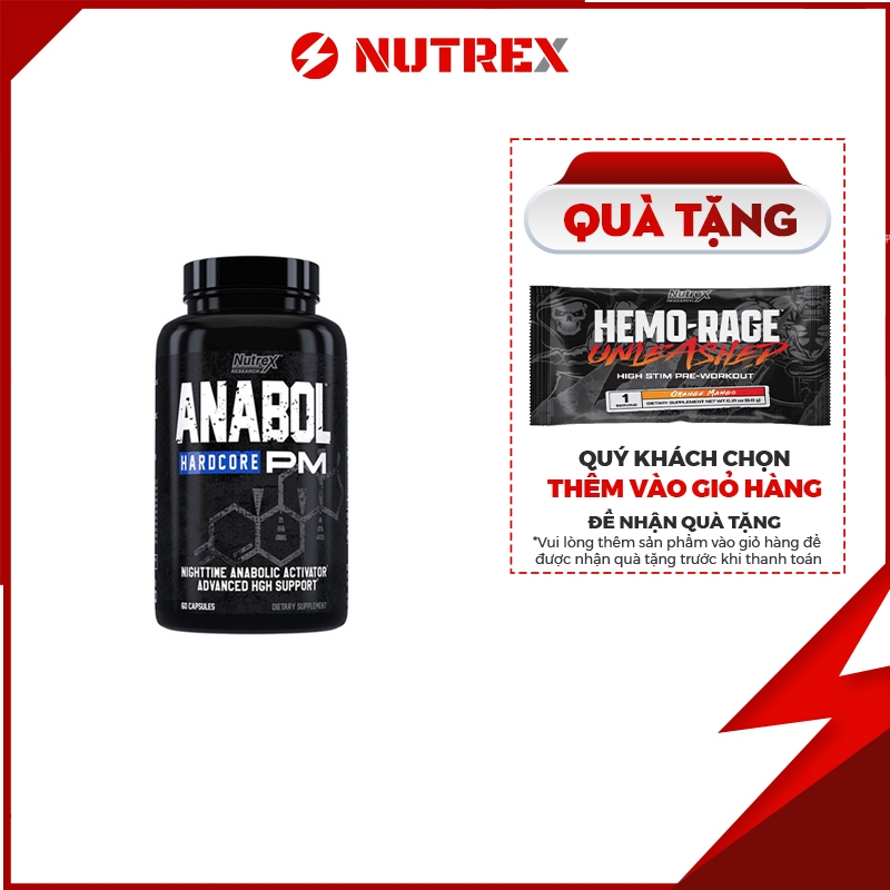 Nutrex Anabol Hardcore Pm 60 Tablets Fast Muscle Gain Support