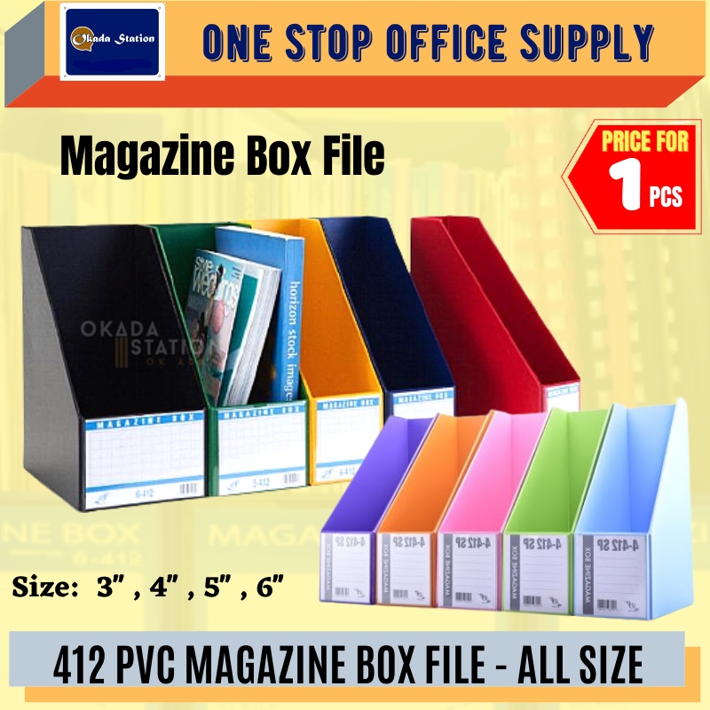 OKADA PVC Magazine Box File / Fail Lipat / A4 File / Magazine Holder / Rak Buku / Book Stand / File Folder