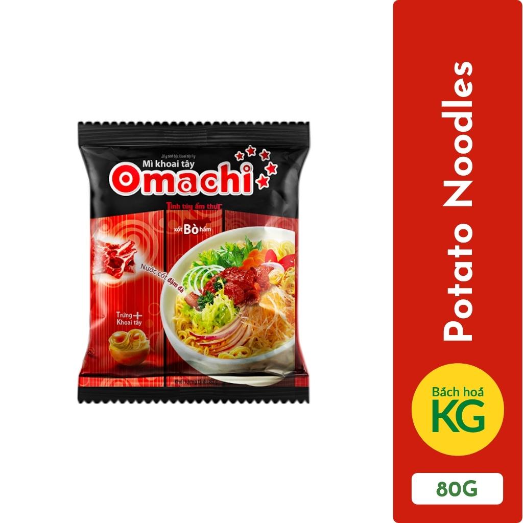 Omachi instant noodles 4 flavors - Mì Omachi 4 vị Sườn hầm ngủ quả, Xốt bò hầm, Tôm chua cay, Xốt Spaghetti - KG Vietnam