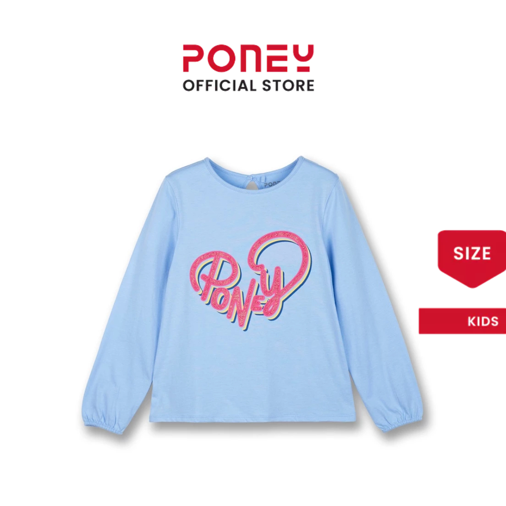 [ONLINE EXCLUSIVE] Poney Girls Blue Hearty Poney Love Long Sleeve Tee