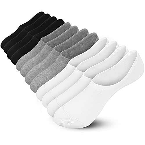 Ordenado Women's 6 Pairs Casual Thin No Show Socks Non Slip Flat Boat Line(Grey)