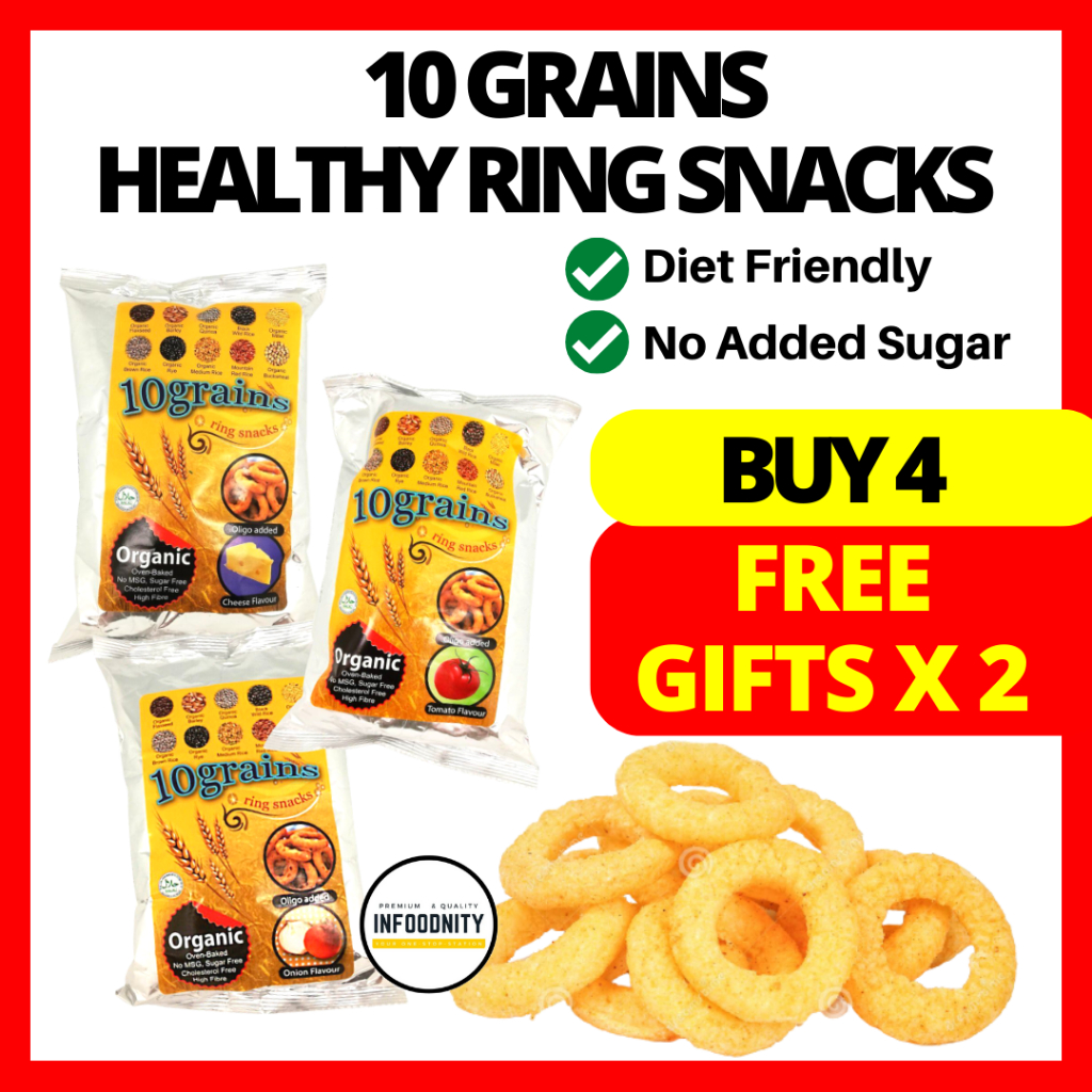 Organic Ring Snacks Healthy Nutritious Snacks Snek Diet Sihat Tomato Onion Cheese (50g)