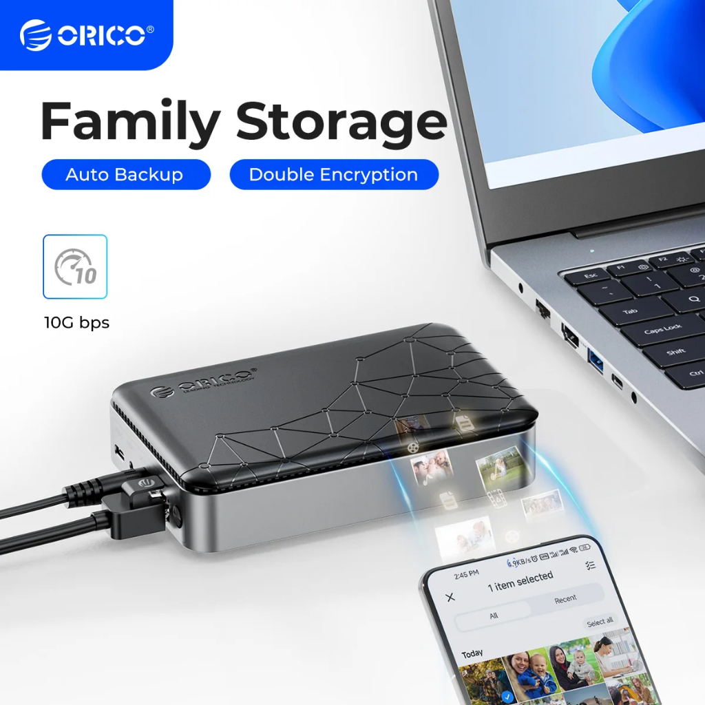 ORICO NAS and Private Cloud for 2.5" SATA HDD/SSD NAS Storage Networkable Enclosure for APP-Connect VPN Exclusive Channel SDVN Encryption Samba & DLNA Protocol Magnetic Lid(CD2510)