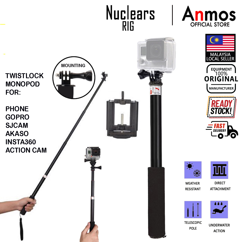 Original TwistLock NUCLEARS RIG Monopod 25-75CM For Action Cam DJI OSMO INSTA360 GoPro SJCAM EKEN TWISLOCK