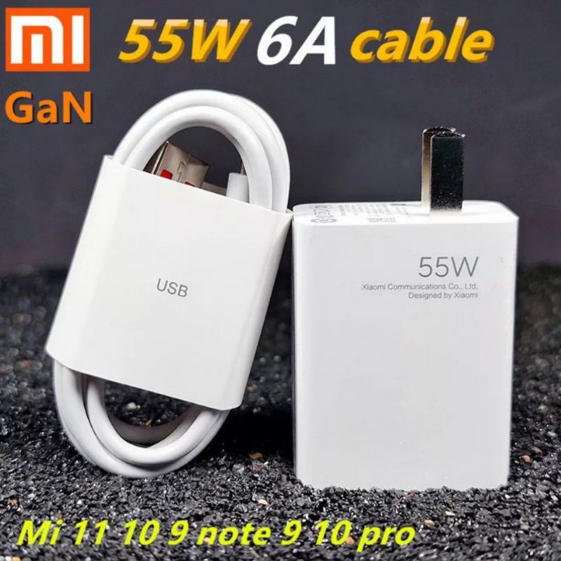 Original Xiaomi 55W Charger GaN Tech With 6A TYPE-C USB Cable Support Turbocharger Fast-Charge on Mi 11 Note 10 Pro