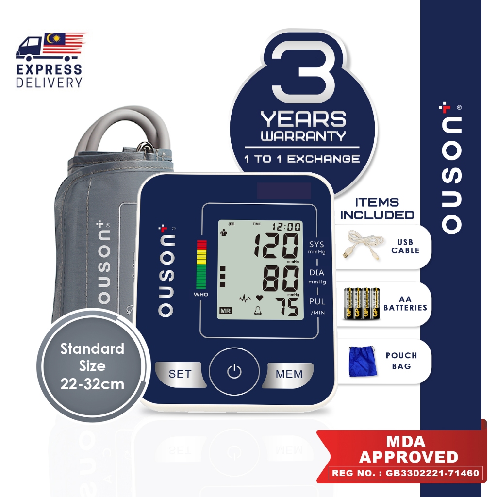 Ouson Digital Blood Pressure And Heart Beat Monitor Arm Cuff Lcd Display 2 User Mesin Tekanan Darah