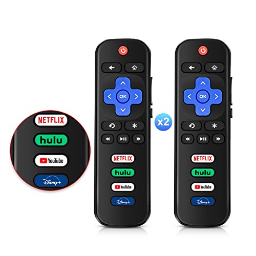 (Pack of 2) Replaced Remote Control Only for Roku TV Compatible with TCL Roku/Hisense Roku/Insignia Roku/JVC Roku/Onn Roku/Philips Roku/RCA Roku/Sharp Roku Series Smart TV (Not for Roku Stick and Box)