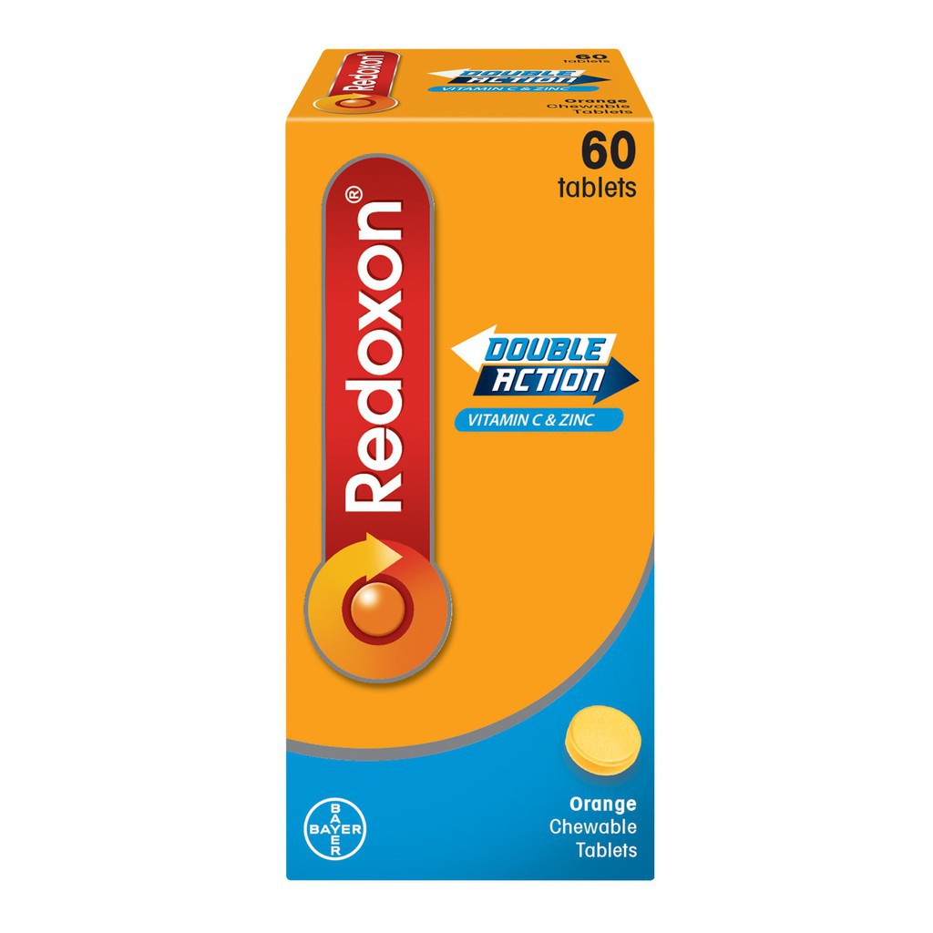 [Pack of 2] Redoxon Double Action Chewable Orange Tablets (2 x 60 Tablets)