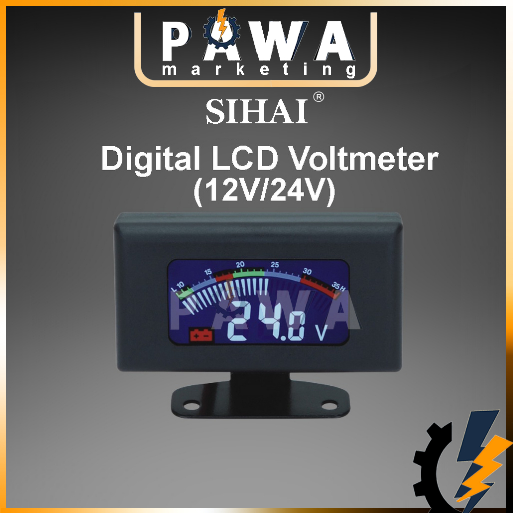 Pawa Sihai Kerma LCD Voltmeter 12V 24V with Warning Buzzer Alert Display Car Lorry Truck Battery Voltage volt meter