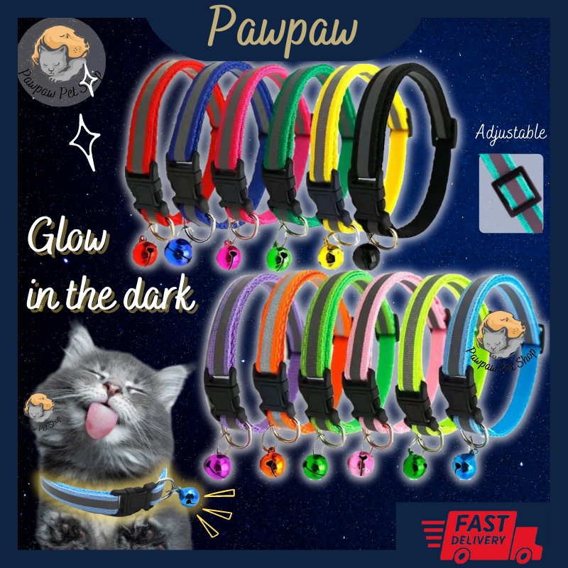 Pawpaw Kolar Rantai Kucing murah loceng glow in the dark kitten Pet Dog Cat Collar with bell cat necklace neck collar