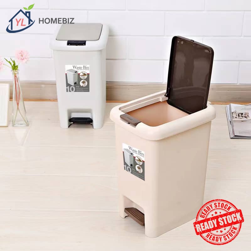 Pedal Trash Can Plastic Pressing Type Trash Can Bucket Large Size Square Waste Bin Kitchen Bathroom Garbage Bin Home