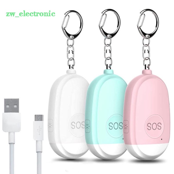 Personal Alarm Siren Song 130dB Self Defense Alarm Keychain Emergency LED Flashlight USB Rechargerable Women Girl Kid Elderly Security Protection Devices Self Defence Alarm