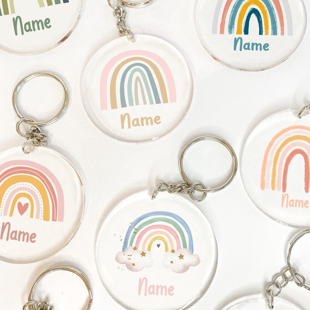 Personalized Custom Rainbow Name Customization Acrylic Key Chains Friend Lover Teacher Mom Gift Party Souvenir Key Chains