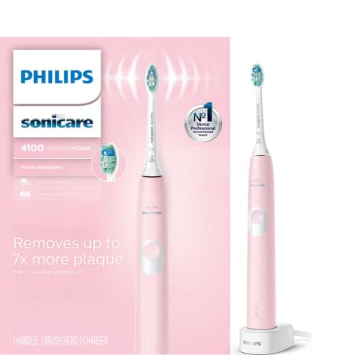 PHILIPS Sonicare ProtectiveClean 4100 Electric Rechargeable Toothbrush, Plaque Control, Pink