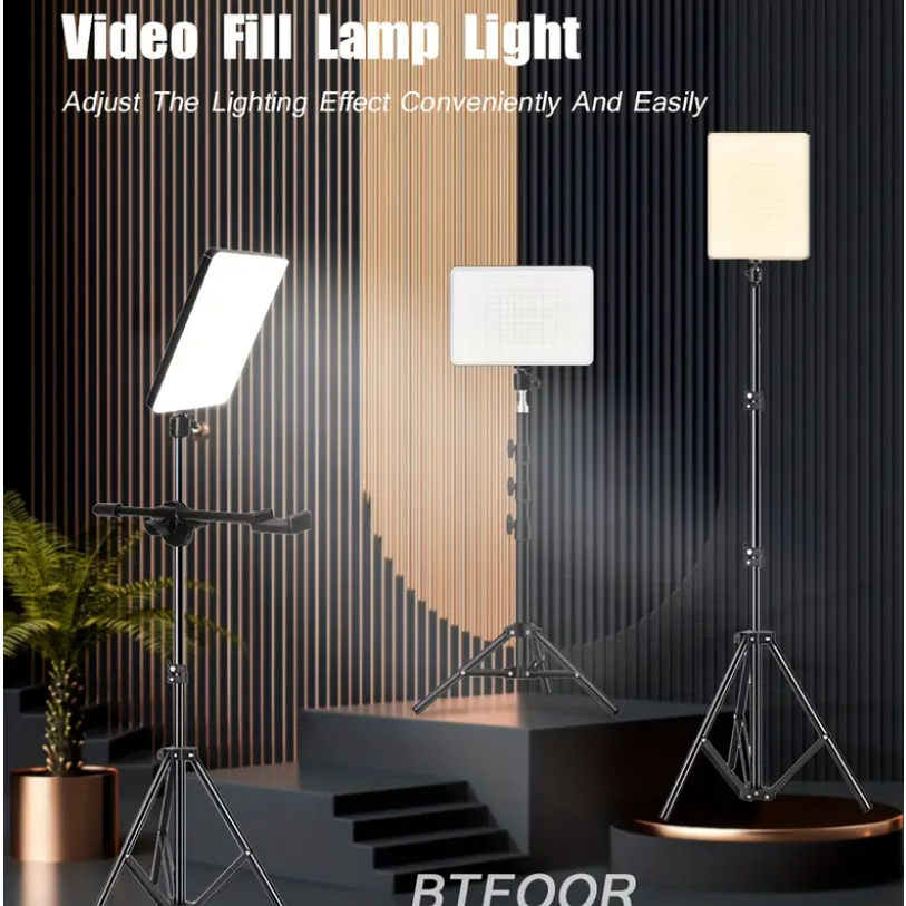 Photo Studio LED Video Fill Lamp Light Panel 3200-6000k Photography Lighting With Tripod Stand 210cm Panel Lampu Isian