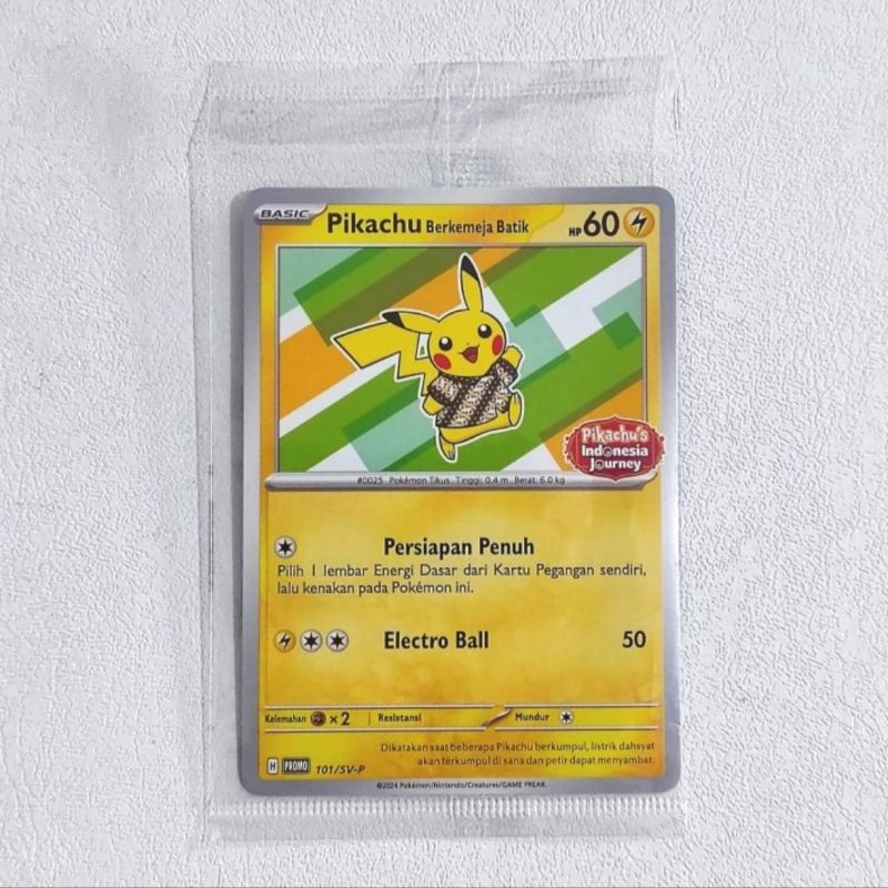 Pikachu Shirt Batik Pikachu's Indonesia Journey New Sealed Pokemon Coins Chiki Balls Latest Edition Asia Tazos Choki Surprise TCG Pack Game Card Indonesian Collection Card Trading Card Game Original Charmander Bulbasaur Squirtle Hologram