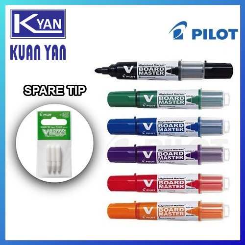 Pilot Whiteboard Marker Pen Pilot VBoard Marker Pen Refillable | Medium Tip | 6 Colours Available / Spare Tip