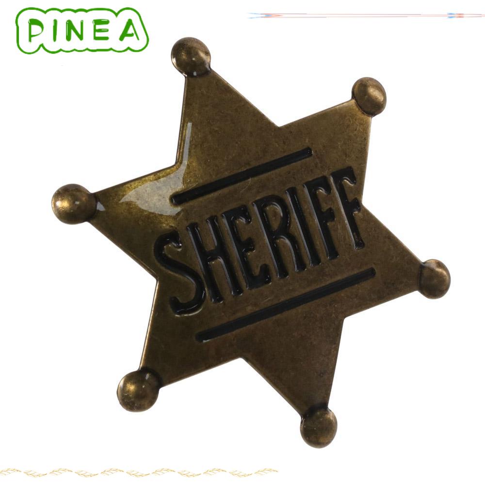 PINAPLE Chest Medal, Dark Bronze Hexagonal Star Metal Hexagonal Star Emblem, Old Prop 2.6*2.3 Inch Iron Toy Sheriff Badge Office