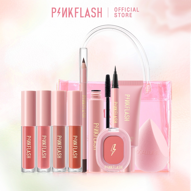 Pinkflash Hottest Face Makeup Set 11 Items Beauty Eyebrow Eyeliner Matte Lipstick Foundation