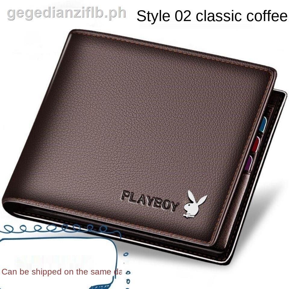 ﹊playboy wallet leather texture men’s wallet short wallet student youth driver’s license leather case horizontal trend 9ACO