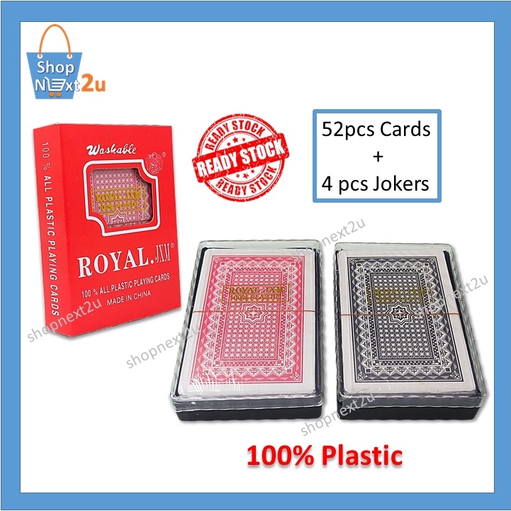 Playing card royal 100% plastic poker | royaljxm | bermain kad | 56pcs | 扑克牌 | ROYALJXM | 塑料