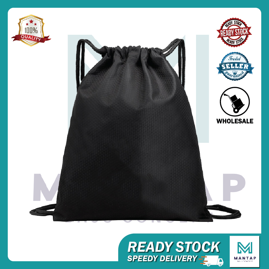 Polyester drawstring bag PLAIN String Bag , Nylon canvas , gymsack Outdoor Nylon Beg storage Backpack Exercise Back pack