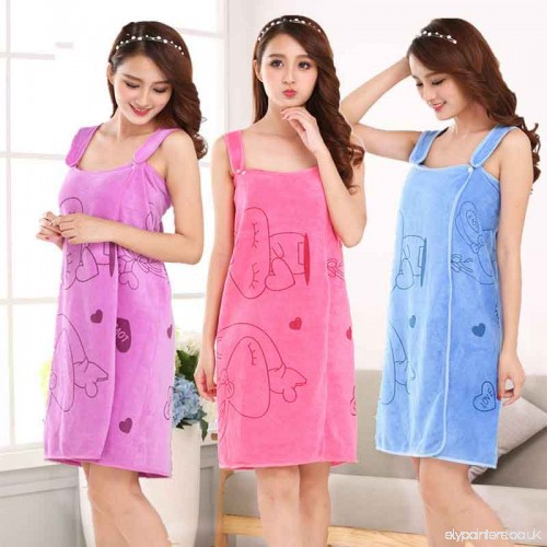 Polyester Microfiber Wearable Fast Drying Magic Bath Towel Tuala Mandi Cute Rabbit Design For Beach Spa Bathrobes