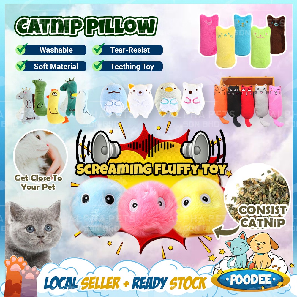 POODEE Cutie Cat Kitten Lovely Handy Soft Pillow Cat Catnip Toys Relax Grass Rumput Kucing Eco-friendly Cat Snack