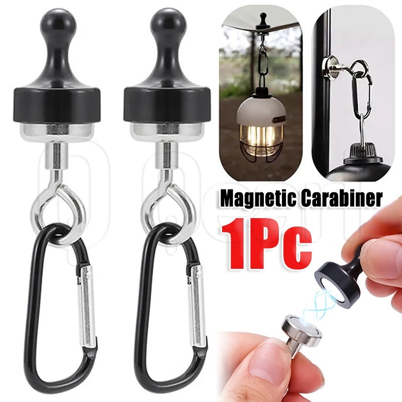 Portable Outdoor Camping Lights Magnetic Hook / Strong Magnetic Adsorbed Anti-Theft Carabiner / Tent Canopy Hanging Buckle Hook / Durable Climbing Backpack Snap Clip Keychain